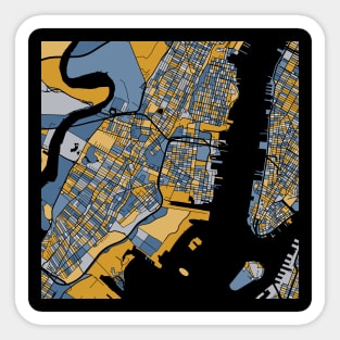 Jersey City Map Pattern in Blue & Gold Sticker